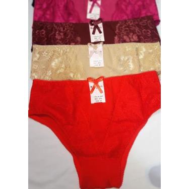 Imagem de Kit 12 Calcinhas Cós Alto Detalhe Em Renda Lateral Senhora - Dani ling