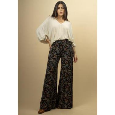Imagem de Calça Pantalona Granja Malha Estampa Folhagem - Amazonia Vital