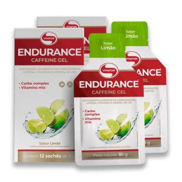 Imagem de Kit 2 Endurance Caffeine Gel Vitafor Caixa 12 Sachês Limão