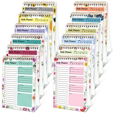 Imagem de Fuutreo 12 peças para listar, bloco de notas, espiral diário, bloco de notas, 14 x 21 cm, lista de tarefas, 30 folhas, organizador diário sem data para escritório, sala de aula, lista de verificação de trabalho (estilo floral)