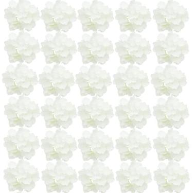 Imagem de Sumupa Sem Hastes 32 Cabeças de Hortênsia de Seda Flores Artificiais Hortênsia Flores Falsas Sem Hastes para Decoração de Casa (Branco)