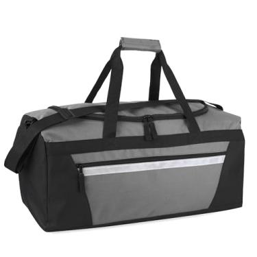 Imagem de Bolsa esportiva refletiva de 40 litros, 55 cm com alça de ombro para homens, mulheres, viagens, Cinza, 40 Liter, Esportivo