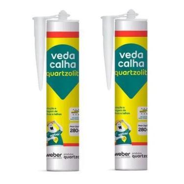 Imagem de Kit 2 cola adesivo veda calha cinza 400g weber quartzolit profissional