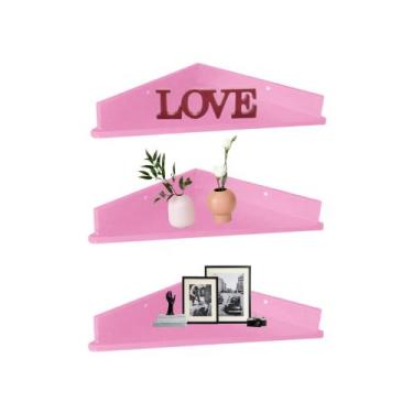 Imagem de Trio prateleiras canto em MDF Kit com 3 prataleiras cantoneira - Eraum