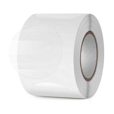 Imagem de YIKIADA 500 peças de adesivos redondos transparentes com selo circular de 5 cm de vinil transparente autoadesivo, decalque de rolo à prova d'água para envelopes, caixas, pacotes de presentes