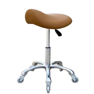 Imagem de FRNIAMC Banqueta profissional com rodas ergonômicas giratórias, altura ajustável para clínica, dentista, salão de beleza, tatuagem e escritório (Camel)
