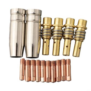 Imagem de Kit de acessórios de soldagem Mig Welder MB15 AK MIG 16 peças de bicos de gás com ponta de contato Mig Torch M6 Suporte de pontas difusor, bocais de gás, peças de reposição para soldador MIG (1,2 mm)
