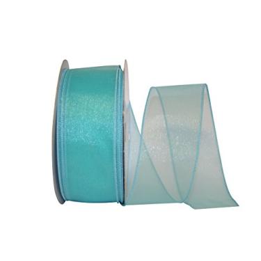 Imagem de Reliant Ribbon 99908W-077-40K Fita de borda com fio de valor adorável, 5,5 cm X 50 jardas, Aqua