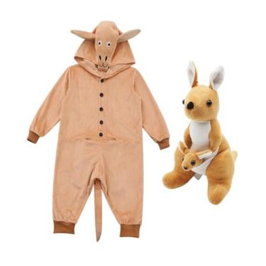 Imagem de simhoa Macacão com capuz canguru fofo para crianças com brinquedo de pelúcia cosplay para o ano novo, Xs