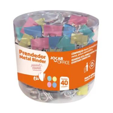 Imagem de Kit Prendedor metal para papel 19mm com 40 unidades, tons pastel - Joc