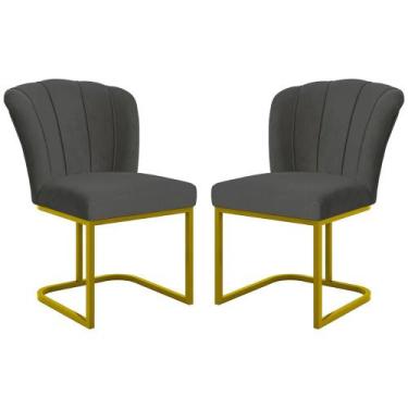 Imagem de Kit 2 Cadeiras Flor Pés Metal Dourado Recepção Manicure - Balaqui Deco