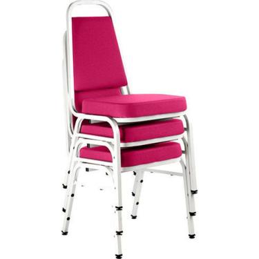 Imagem de Kit com 3 Cadeiras Empilháveis Linha Hotel Plus Rosa