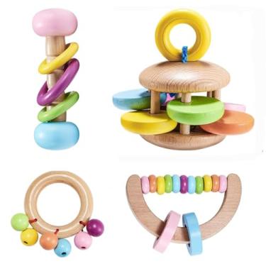 Imagem de 4 peças de brinquedos de coelho de madeira – brinquedos de coelho seguros, brinquedos resistentes a mordidas de porquinhos-da-índia para chinchilas, hamsters, pequenos animais brincando de ranger de