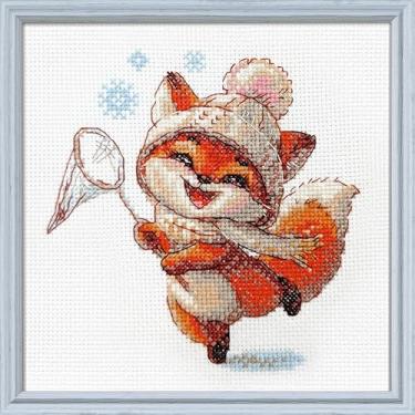 Imagem de Aine - Playful Fox A1018, kit de ponto cruz contado, 15 x 15 cm, para iniciantes e avançados, conjunto de bordado