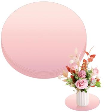 Imagem de CEUQIESO 14 peças de espelho redondo de acrílico para mesas de centro de mesa, bandeja de azulejos de espelho circular de 10 polegadas para parede de casamento, casa, sala de estar, quarto, decoração