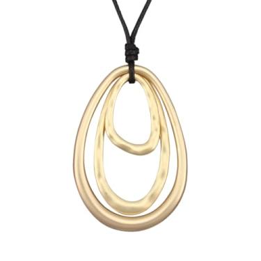 Imagem de JAOYU Colares boêmios para mulheres, colar de couro, pingente de madeira, gargantilha longa, marrom, círculo, boho, joia hippie, Couro sintético, Sem Pedra Preciosa