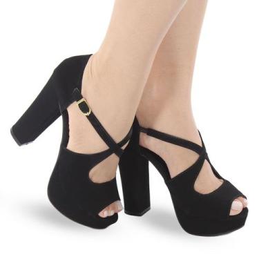 Imagem de Sandália Feminina Meia Pata Salto Grosso Confortável P52 - Modarpe, Pr