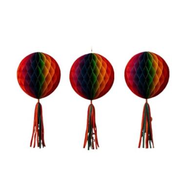 Imagem de Kit Completo Balões e Bandeirinhas Decoração Festa Junina Balão Colmeia Redondo, Colmeia e Lanterna (C/ 50mts Bandeirinha PLÁSTICO,3 UN. BALÕES REDONDO)