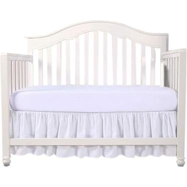 Imagem de Saia para cama de berço 71 cm x 132 cm com 35,5 cm de altura – cantos divididos com babados, microfibra – respirável, durável, elástico ajustável, roupa de cama macia para bebês meninos e meninas