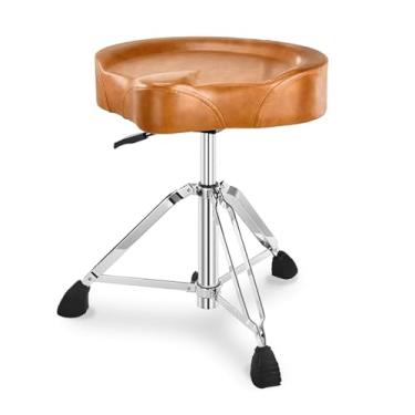 Imagem de UPELLA Banco de tambor resistente, trono de bateria hidráulico, assento ergonômico de espuma de memória, base antiderrapante para cadeira de tambor ajustável, banco de selim para bateristas músicos