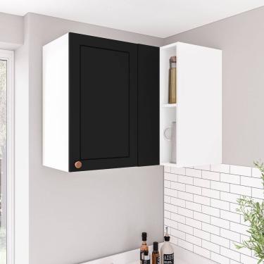 Imagem de Armário de Canto Aéreo Pérola Yescasaa Preto/Branco