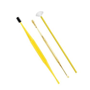 Imagem de Ymiko Kit de Remoção de Cera de Ordens de Aço Inoxidável Picareta de Aço Conjunto de Orelha Colher Picador de Orelha para As Ferramentas de Cuidados Com Ouvidos Adultos 3pcs Amarelos (YELLOW)