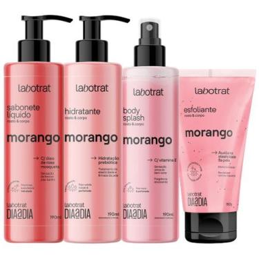 Imagem de Kit Banho Premium Labotrat Morango Completo 4 Produtos C/ Body Splash 