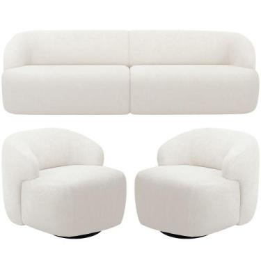 Imagem de Sofá 4 Lugares Curvo Orgânico com 02 Poltronas Para Sala Living 280cm 