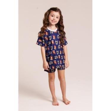 Imagem de Pijama Infantil Curto Azul Marinho - Alegria De Montar, 6 anos