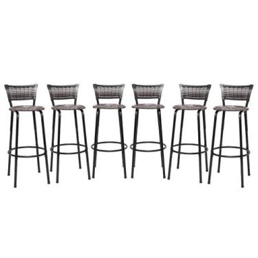 Imagem de Kit 6 Banquetas Bancos Alto Para Cozinha Bancada Area Gourmet Bistro B