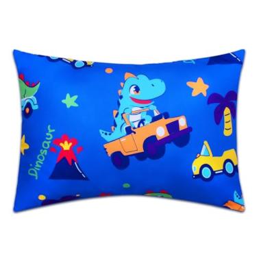 Imagem de Cloele Fronha infantil infantil envelope de viagem fronha de bebê cabe em travesseiros de tamanho 12 x 16 ou 13 x 18-1 pacote macio para meninos e meninas - carro dinossauro