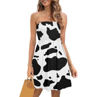 Imagem de Vestido Feminino Verão Smocked Strapless Vestidos Casual Beach Tube Top Vestido Saídas De Praia, Black-e, XXL