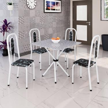 Imagem de Conjunto para Sala de Jantar com 4 Cadeiras Lívia Preto / Branco