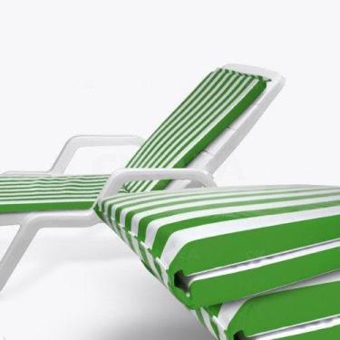 Imagem de Colchonete para Espreguiçadeira Verde Listrada 160x50x2 cm