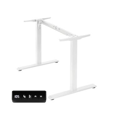 Imagem de Moldura de mesa elétrica com configurações de altura de memória, capacidade de peso de 102 kg, moldura de mesa ajustável para casa e escritório (branca)