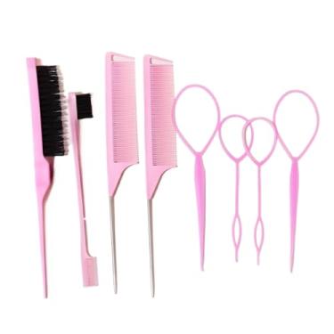 Imagem de Kit 8 Cabelo Ferramenta Conjunto De Escova Para Estilo De Pente Conjunto (Rosa)