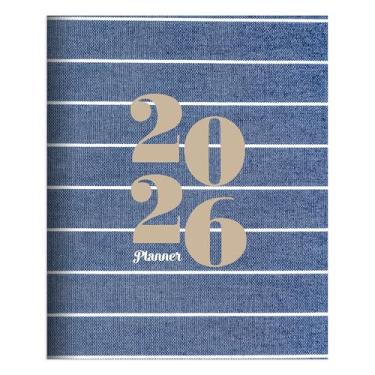 Imagem de TF Publishing Agenda mensal grande jeans 2026 - 2 páginas com grades de calendário extragrande e instruções de planejamento - Agenda mensal 2026 para escola e trabalho - 23 x 28 cm