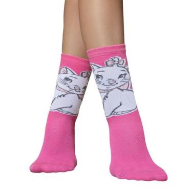 Imagem de Meia Infantil Personagens Disney Cano Alto Trifil Inverno Escola, Rosa