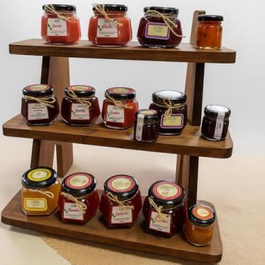 Imagem de Expositor Feira Festa Display Escadinha Porta Doces Salgado Joias Decoração Madeira (Rústico)