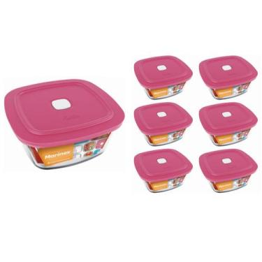 Imagem de Pote Vidro Quadrado Facilita C/ Tampa 500ml Marinex 6Un - NADIR FIGUER