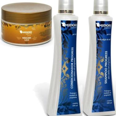 Imagem de Kit Shampoo Condicionador Progress Máscara Sos 250ml Midori