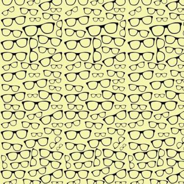 Imagem de Papel De Parede Adesivo Amarelo E Desenhos De Óculos Preto - LRP