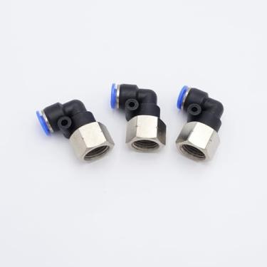 Imagem de IVLPHA Encaixe Push to Connect Tubo de 1/10.2 cm OD x 1/10.2 cm Rosca NPT fêmea, cotovelo pneumático, linha de ar, água, 90 graus, conectores de pressão rápida de cotovelo giratório (pacote com 3)