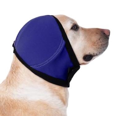 Imagem de MIGOHI Protetores de ouvido para cães, proteção contra ruído, capuz calmante com enchimento macio - fones de ouvido ajustáveis para cães, faixa de gancho e laço para cães, M, azul marinho