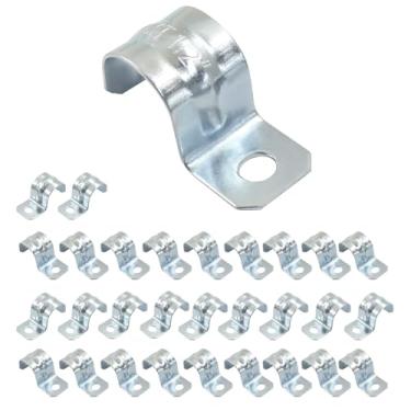 Imagem de Litoexpe 30 peças de 1/2 polegada de aço banhado EMT correia de tubo, suporte de alça de um furo resistente, braçadeiras de tubo de zinco para conduíte EMT