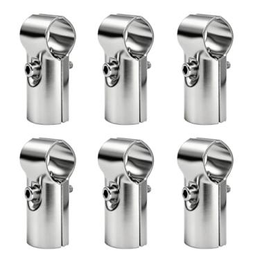 Imagem de HKATOPS Braçadeiras de conector de tubo T, 6 conjuntos de braçadeiras de trilho de extremidade de encaixe de canto de 25 mm (OD.1 cm)