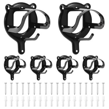 Imagem de Suporte de freio de cavalo de 6 contagens, suporte de ganchos de freio de metal, com 3 parafusos e tubos de expansão, cabide para armazenamento de celeiro, rédeas e cabides