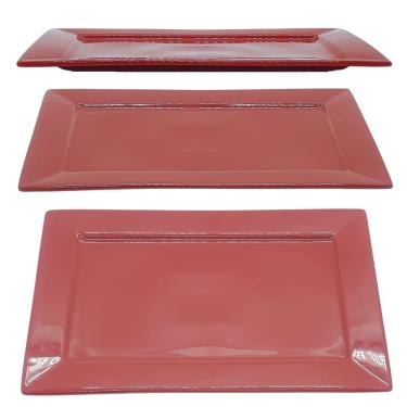 Imagem de Bandeja Travessa Servir Média - Porcelana Decorada Vermelha