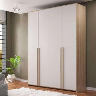 Imagem de guarda-roupa modulado raven 4 pt 3 gv branco e nature