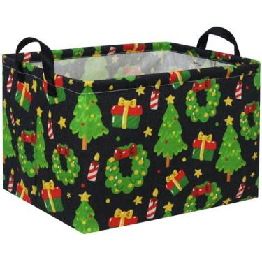Imagem de Cesta retangular HIYAGON 38x26x25cm para decoração de Natal dobrável